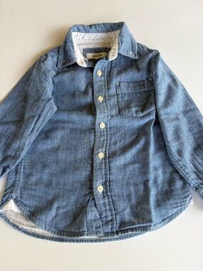 Kids' Denim Button-Down Shirt in Light Blue
